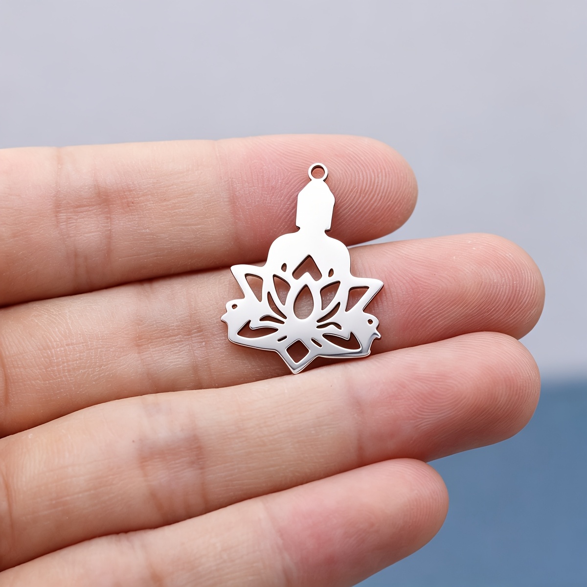3pcs Hollow Buddha Lotus Charms for DIY Jewellery Making